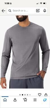 Hanes Grey & Blue Long Sleeve T-Shirt Cool DRI Moisture Wicking 2 Pack - Medium